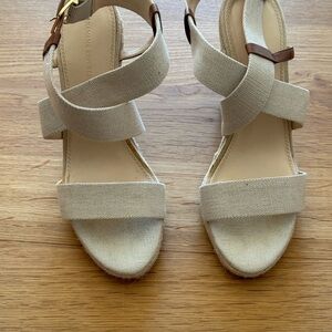 Banana Republic Linen Espadrille Wedge Sandals Size 10